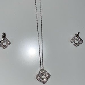 Glitterati Sterling Silver Cz Necklace and earring set